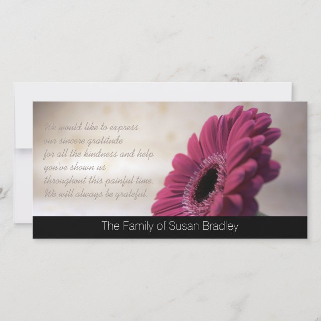 Gerbera Sympathy Thank You Photo Card 2 (Front)