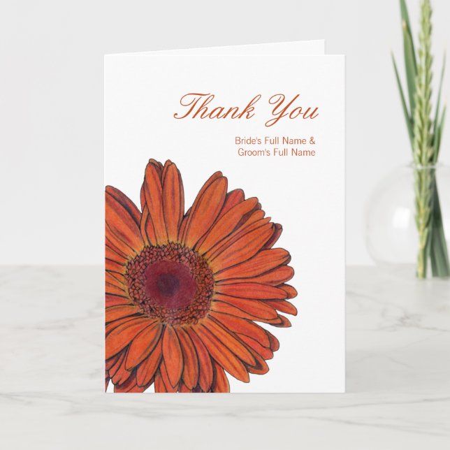 Gerbera Wedding Thank You Card (Front)