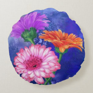 Gerberas Round Pillow Beautiful Flowers