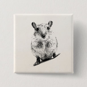 Gerbil Baby Animal Illustration Pet Gerbils 15 Cm Square Badge