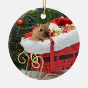Gerbil Christmas Ceramic Ornament