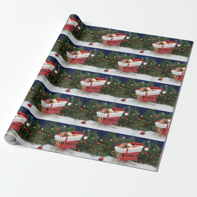 Gerbil Christmas Wrapping Paper (Unrolled)