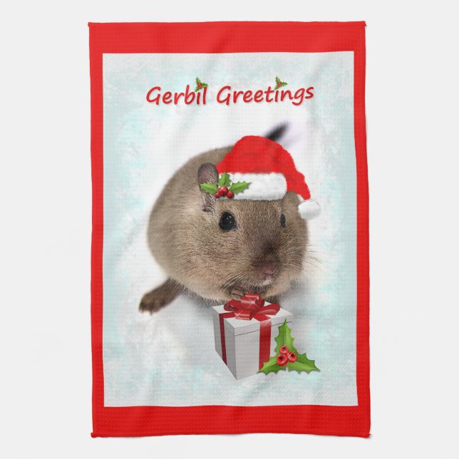 Gerbil Greetings Kitchen Towel (Vertical)