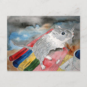GERBIL PAINTING pet portrait art postcard