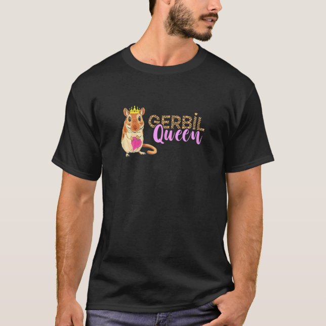 Gerbil Queen Crown Animal Rodent Sand Rat Gerbil O T-Shirt (Front)