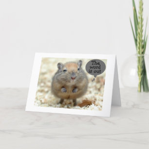 GERBIL SAYS "THE WORD IS OUT" GROUP BIRTHDAY CARD