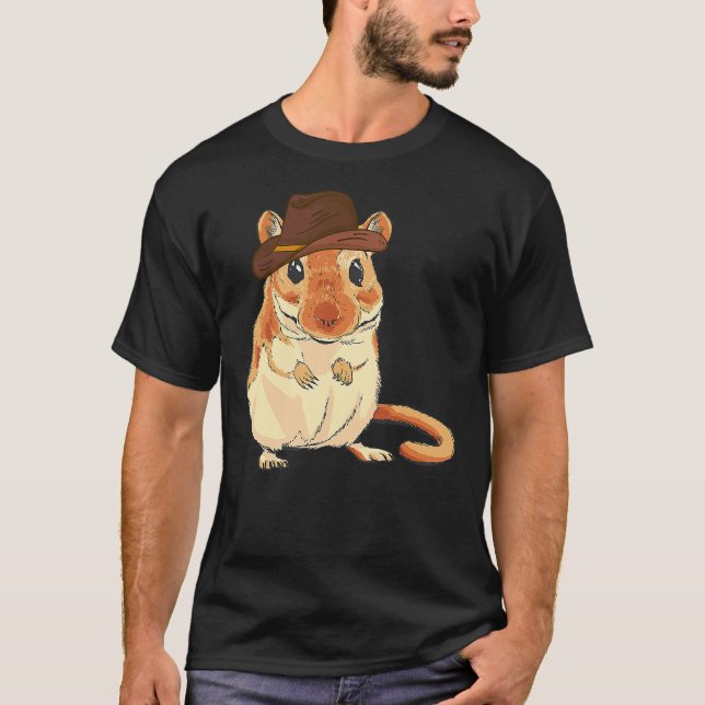 Gerbil Western Cowboy Hat Rodeo Desert Rat Animal  T-Shirt (Front)