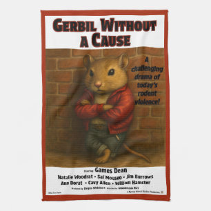 Gerbil Without a Cause Movie Parody Tea Towel