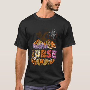 Geriatric Nurse Halloween Pumpkin Leopard Nursing T-Shirt