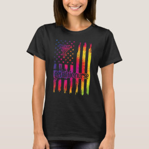 Geriatric Nurse Us Flag Rn Geriatric Nursing T-Shirt