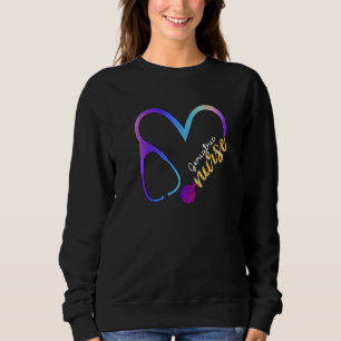 Geriatric Nurse Watercol Love He Stethoscope Rn Nu Sweatshirt