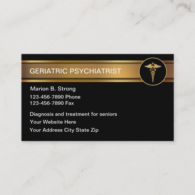Geriatric Psychologist Business Cards (Front)
