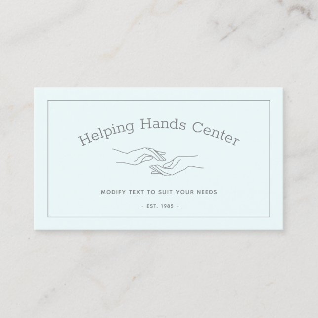 Geriatric Social Worker Caregiver Hands  Business Card (Front)