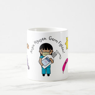 Germ Fighter Cute Long Black Hair Personalized Coffee Mug