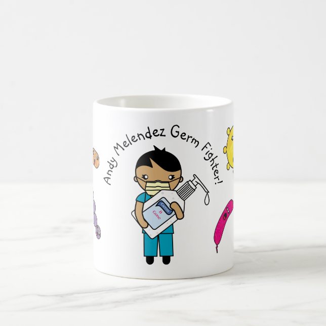 Germ Fighter Cute Short Black Hair Personalised Coffee Mug (Center)