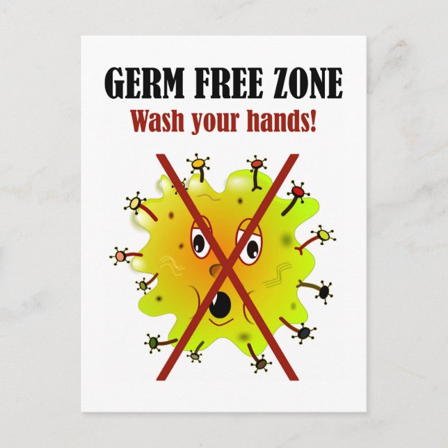 Germ Free Zone. Wash your hands! Postcard (Front)