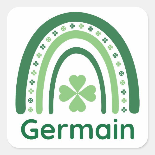 Germain Name Clover Boho Rainbow Square Sticker (Front)