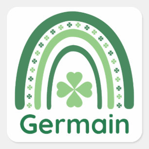 Germain Name Clover Boho Rainbow Square Sticker