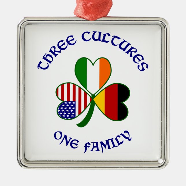 German 3 Cultures Metal Tree Decoration (Front)