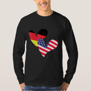 German American Flag In Two Hearts German American T-Shirt
