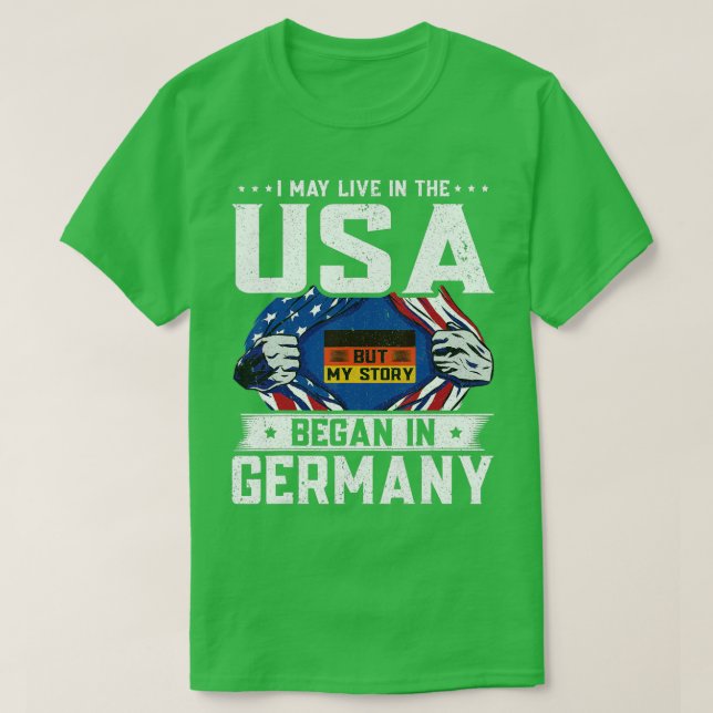 German American Flag - My story began in Germany  T-Shirt (Design Front)