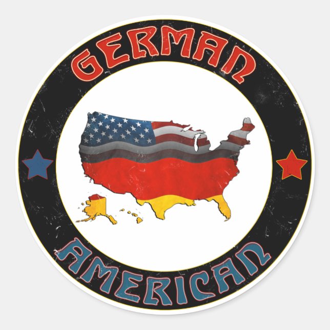 German American Flags Map Stickers (Front)