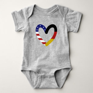 German & American Heart Baby Bodysuit
