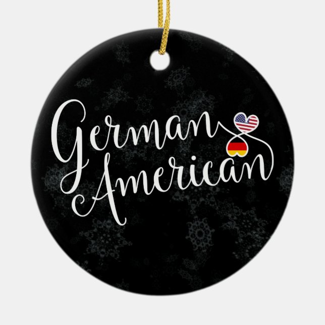 German American Hearts Christmas Tree Ornament (Front)
