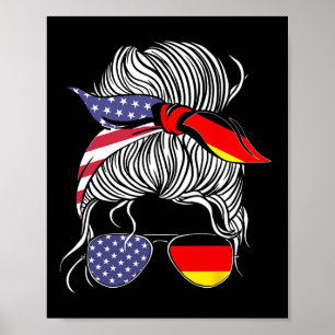 German American Patriot Grown Proud Women Girl Fla Poster