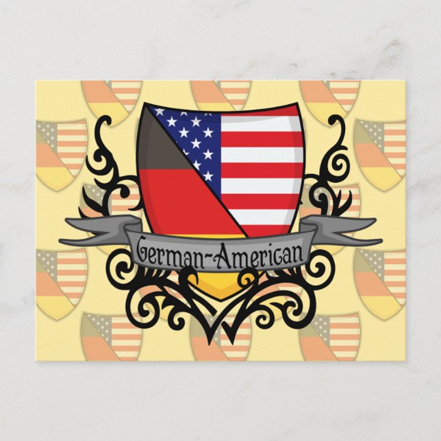 German-American Shield Flag Postcard (Front)