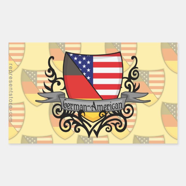 German-American Shield Flag Rectangular Sticker (Front)
