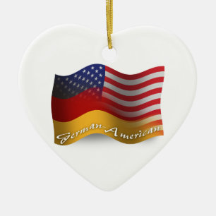 German-American Waving Flag Ceramic Ornament