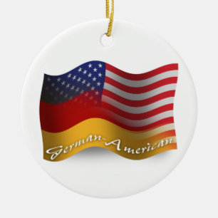 German-American Waving Flag Ceramic Tree Decoration