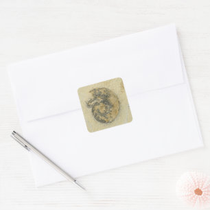 German Ammonite with Dendrites Square Sticker