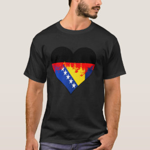German and Bosnian Heart Heritage Flag T-Shirt