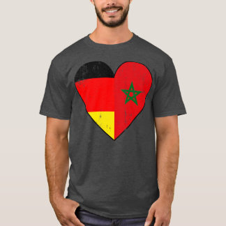 German And Moroccan Flag Heart Morroco T-Shirt