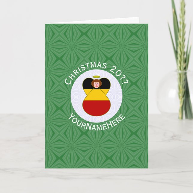 German Angel Christmas Flag Personalised  Card (Front)