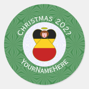 German Angel Christmas Flag Personalised Classic Round Sticker