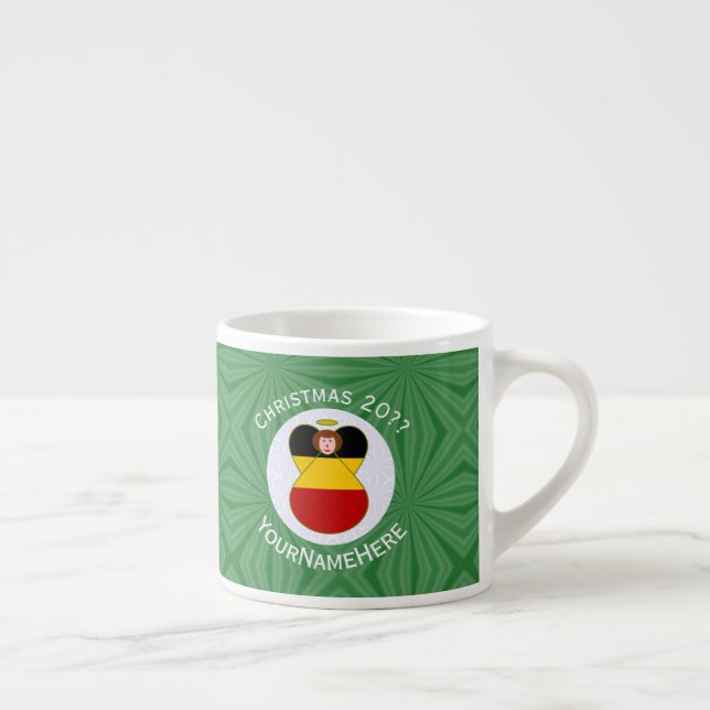 German Angel Christmas Flag Personalised  Espresso Cup (Right)