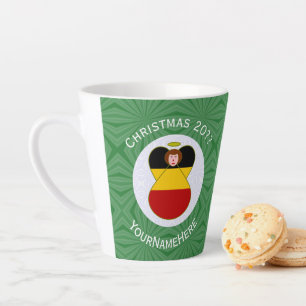 German Angel Christmas Flag Personalised Latte Mug