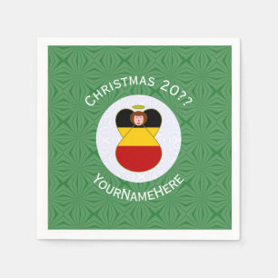 German Angel Christmas Flag Personalised  Napkin