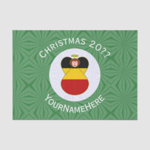 German Angel Christmas Flag Personalised Tissue Paper