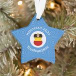 German Angel Hanukkah Flag Personalised  Ornament<br><div class="desc">An angel dressed in the flag of Germany on this star shaped ornament for Hanukkah decor. Designed for families of multiple religions to celebrate the holidays. The Hanukkah German Flag angel flies in a white centre of squiggly squares on a blue background of squiggly squares. Add a name to personalise....</div>