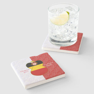 German Angel Red Hair Dressed in Flag Stone Coaster