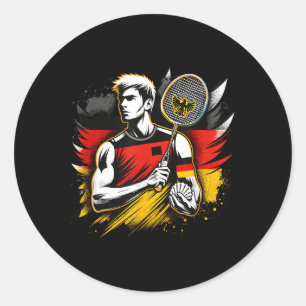 German Badminton Enthusiast Racket Shuttle Germany Classic Round Sticker