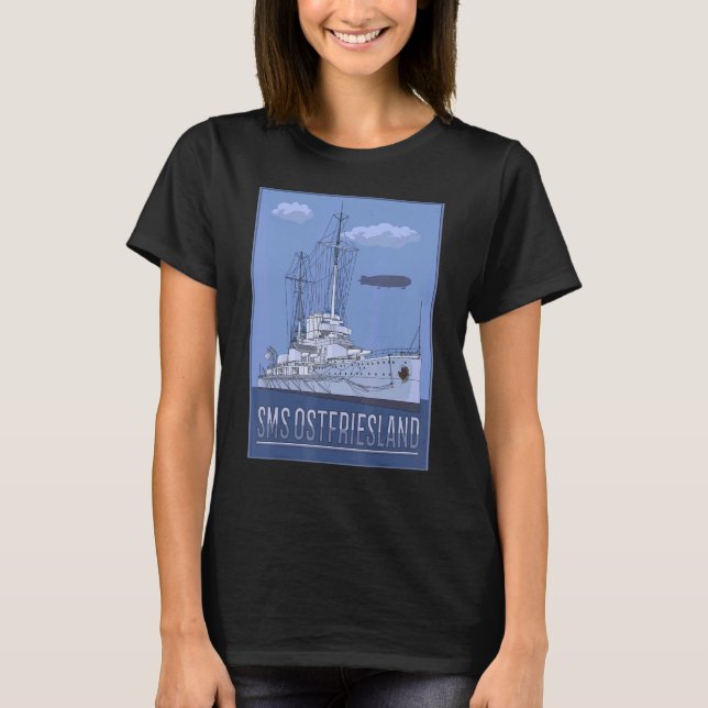 German Battleship SMS Ostfriesland Vintage Diagram T-Shirt (Front)