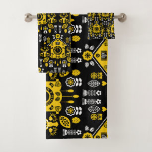 German Bauernmalerei Folk Art Bath Towel Set