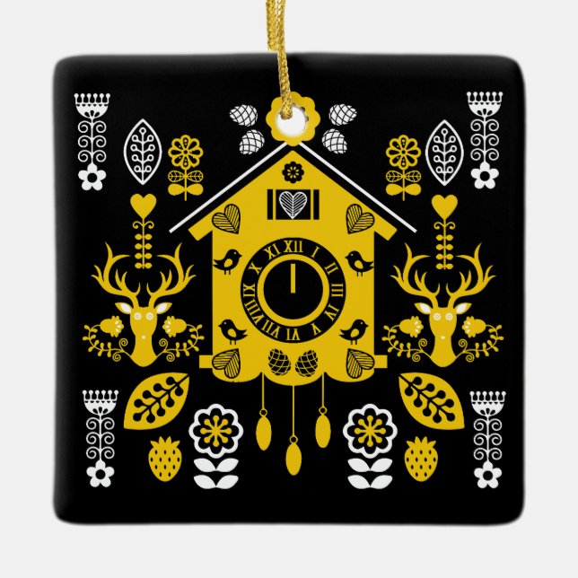 German Bauernmalerei Folk Art Ceramic Ornament (Front)