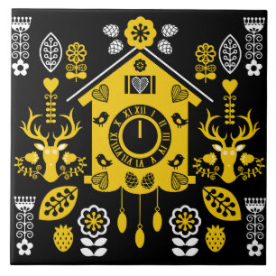 German Bauernmalerei Folk Art Ceramic Tile