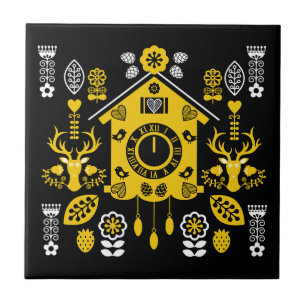 German Bauernmalerei Folk Art Ceramic Tile